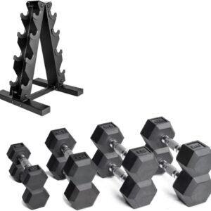 Dumbbell Set with Vertical Rack – 100 lb